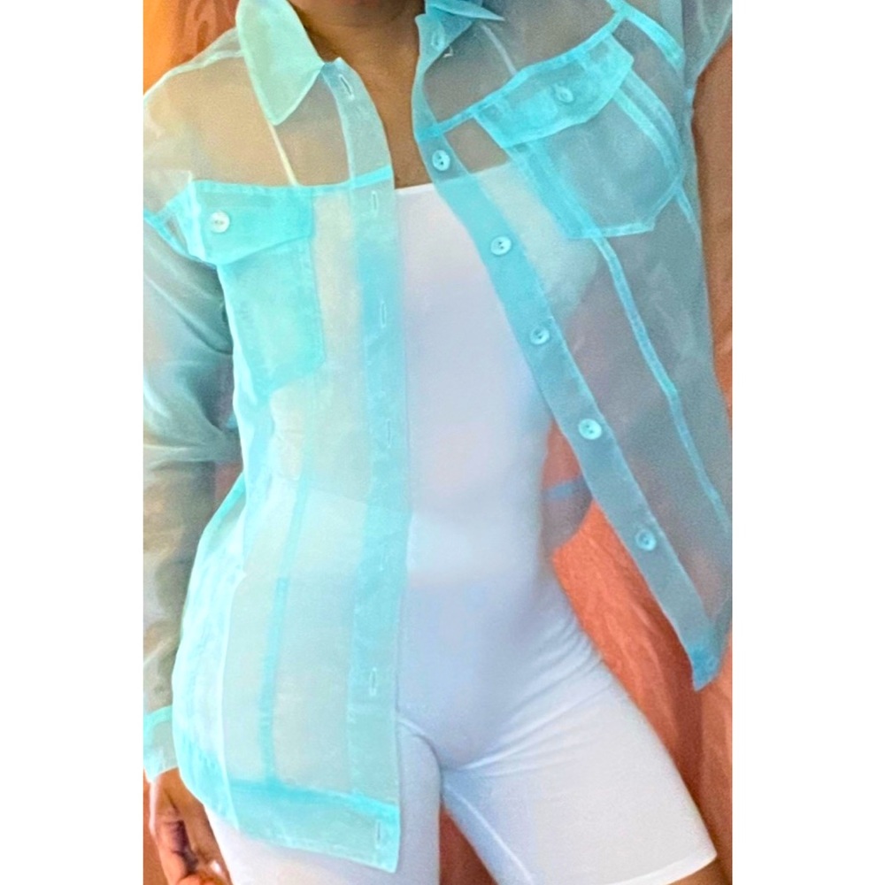 Turquoise sheer jacket